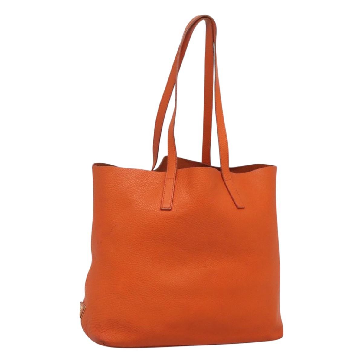 Prada Vintage Tote Leather Orange Leather Tote Bag Bag (Pre-Owned)
