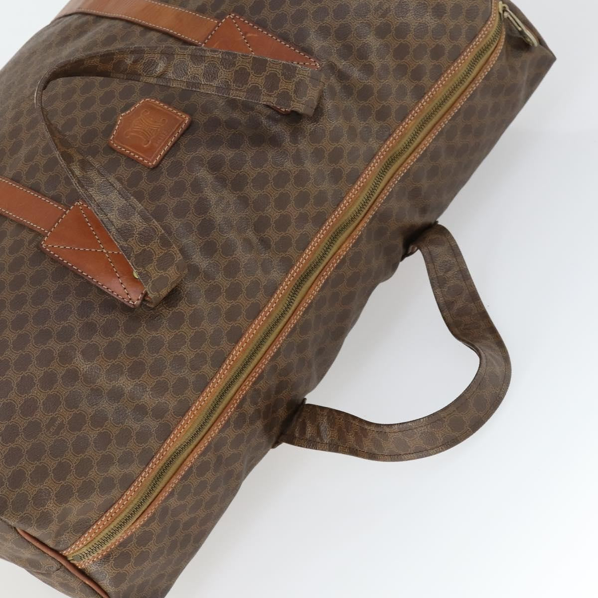 Celine Vintage Macadam Boston Bag Canvas And Leather Brown Canvas Travel Bag Bag (Pre-Owned)