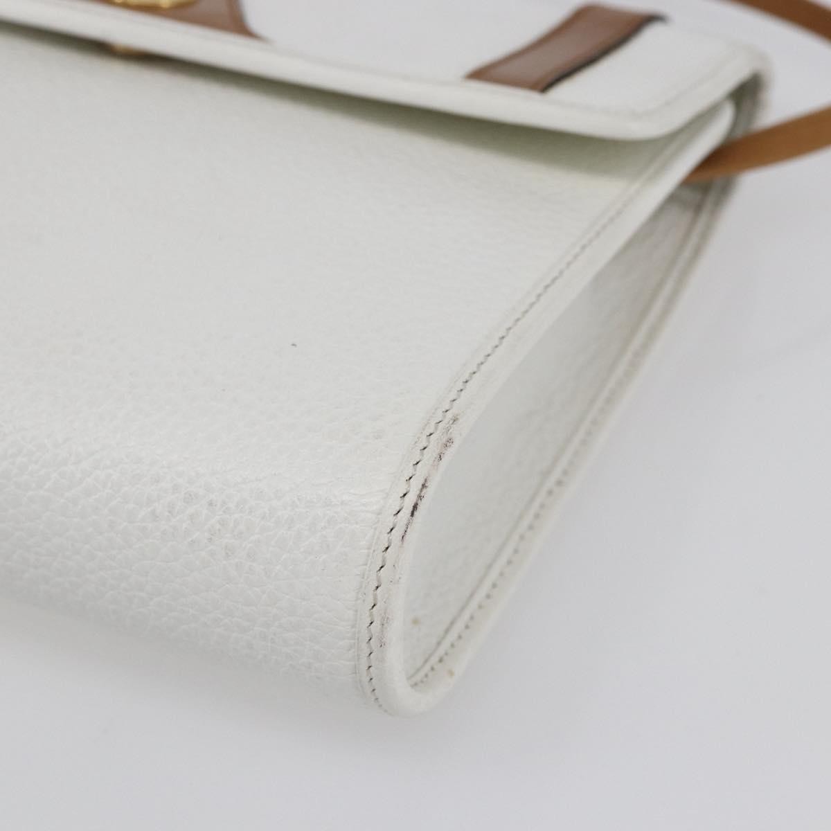 Christian Dior Vintage Cd Logo Shoulder Bag Leather White Leather Shoulder Bag Bag (Pre-Owned)