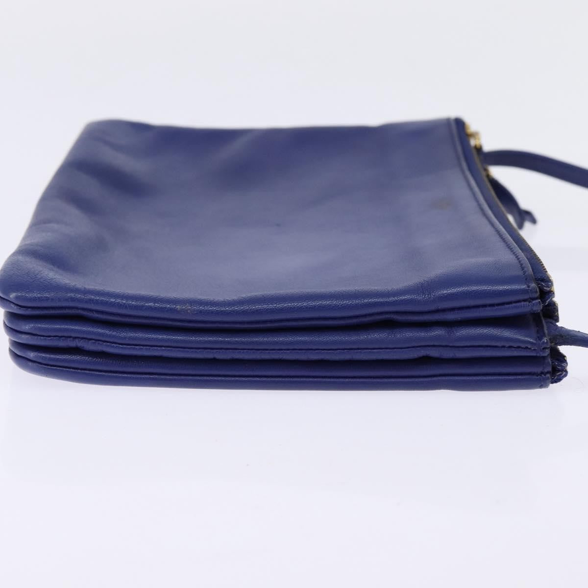 Celine Trio Crossbody Bag Leather Blue Leather Crossbody Bag Bag (Pre-Owned)