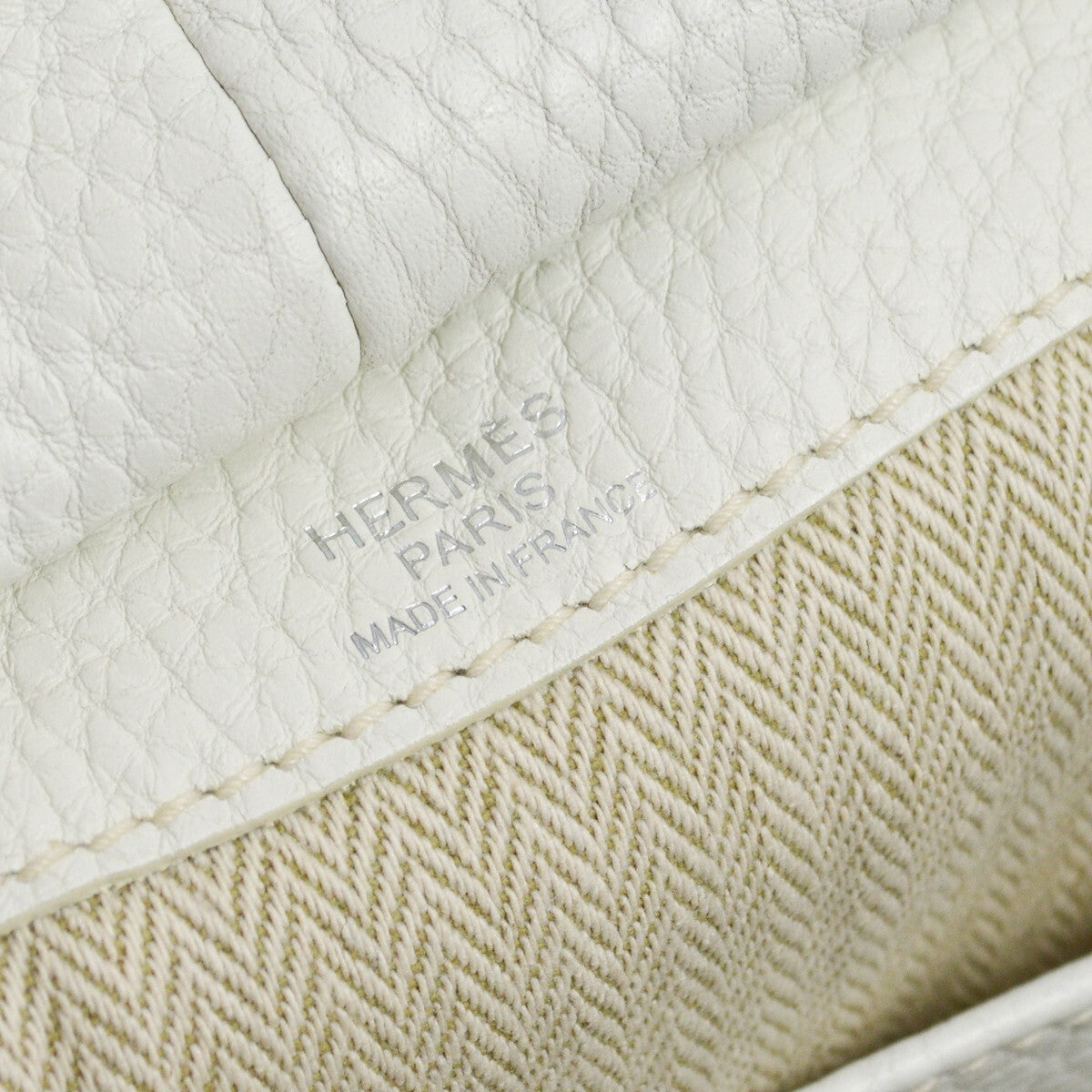 Hermes Pursangle Bag Leather White Leather Handbag (Pre-Owned)