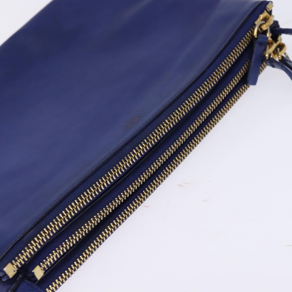 Celine Trio Crossbody Bag Leather Blue Leather Crossbody Bag Bag (Pre-Owned)