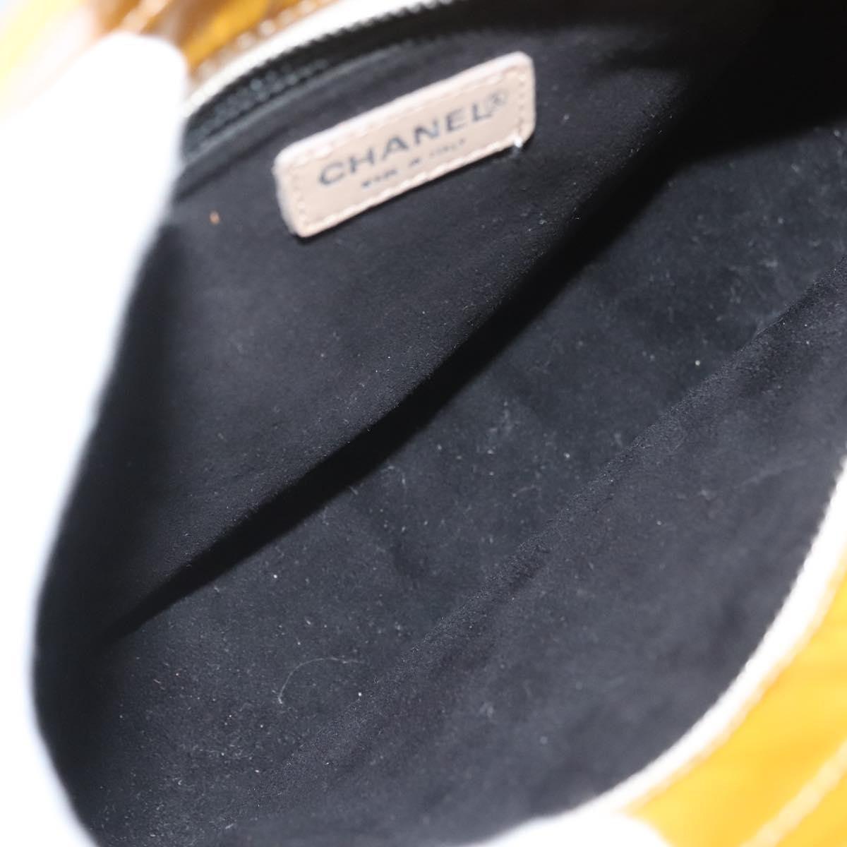 Chanel Chocolate Bar Cc Tote Quilted Patent Yellow Patent_Leather Handbag (Pre-Owned)