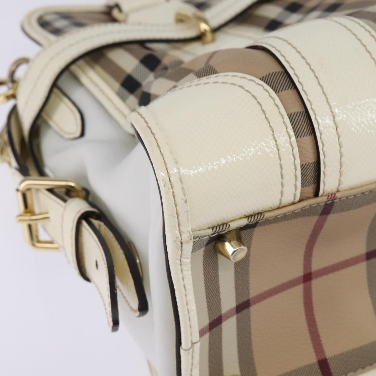 Burberry Minford Satchel Haymarket Coated Canvas Beige Canvas Tote Bag Bag (Pre-Owned)