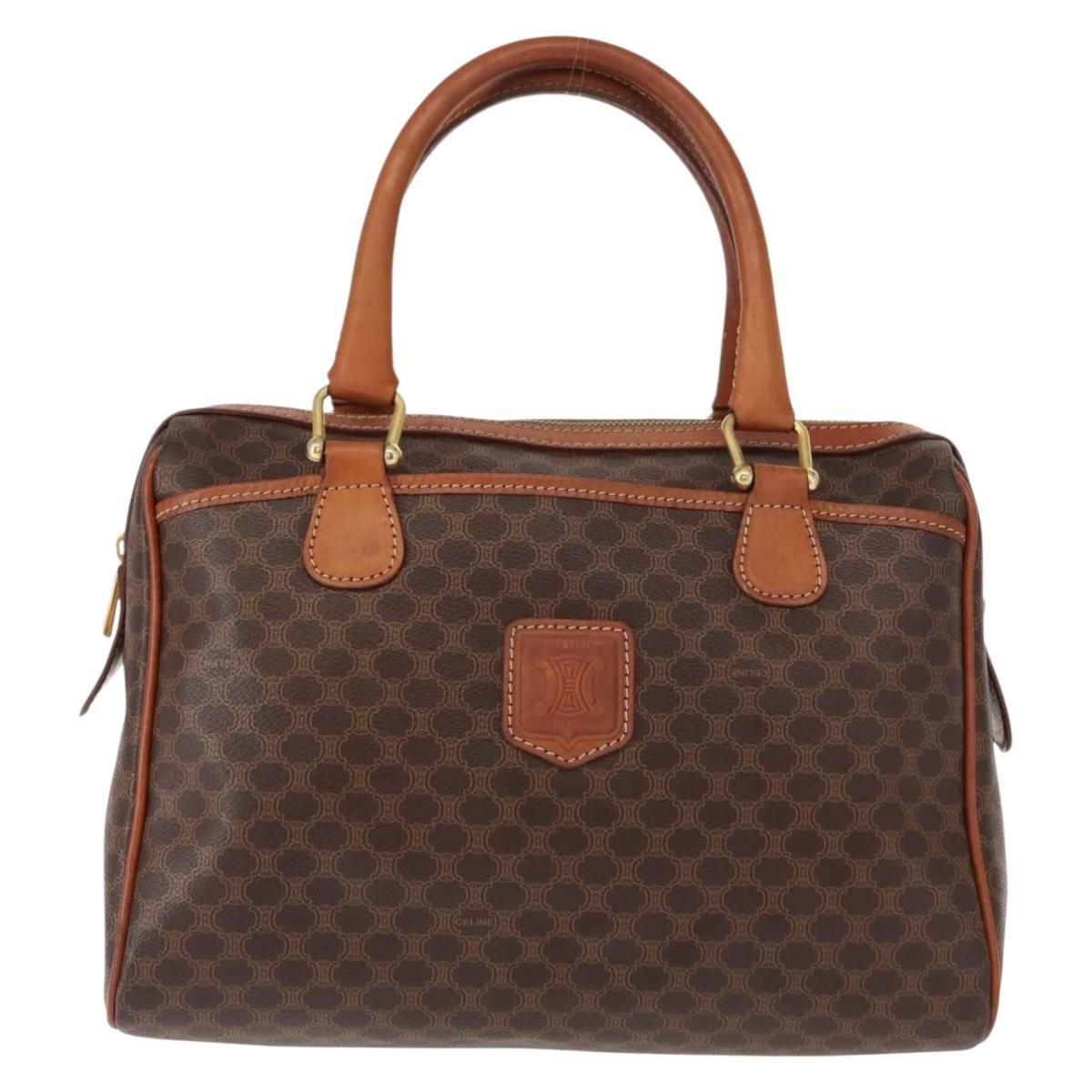 Celine Vintage Macadam Handbag Canvas And Leather Brown Canvas Handbag (Pre-Owned)