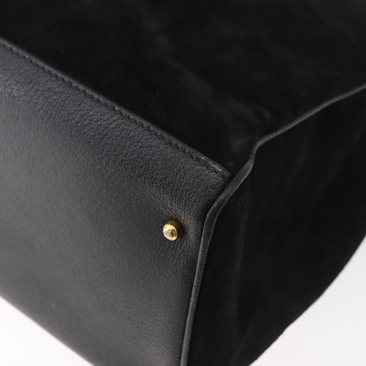 Gucci Bamboo Tote Bag Suede Black Suede Tote Bag Bag (Pre-Owned)