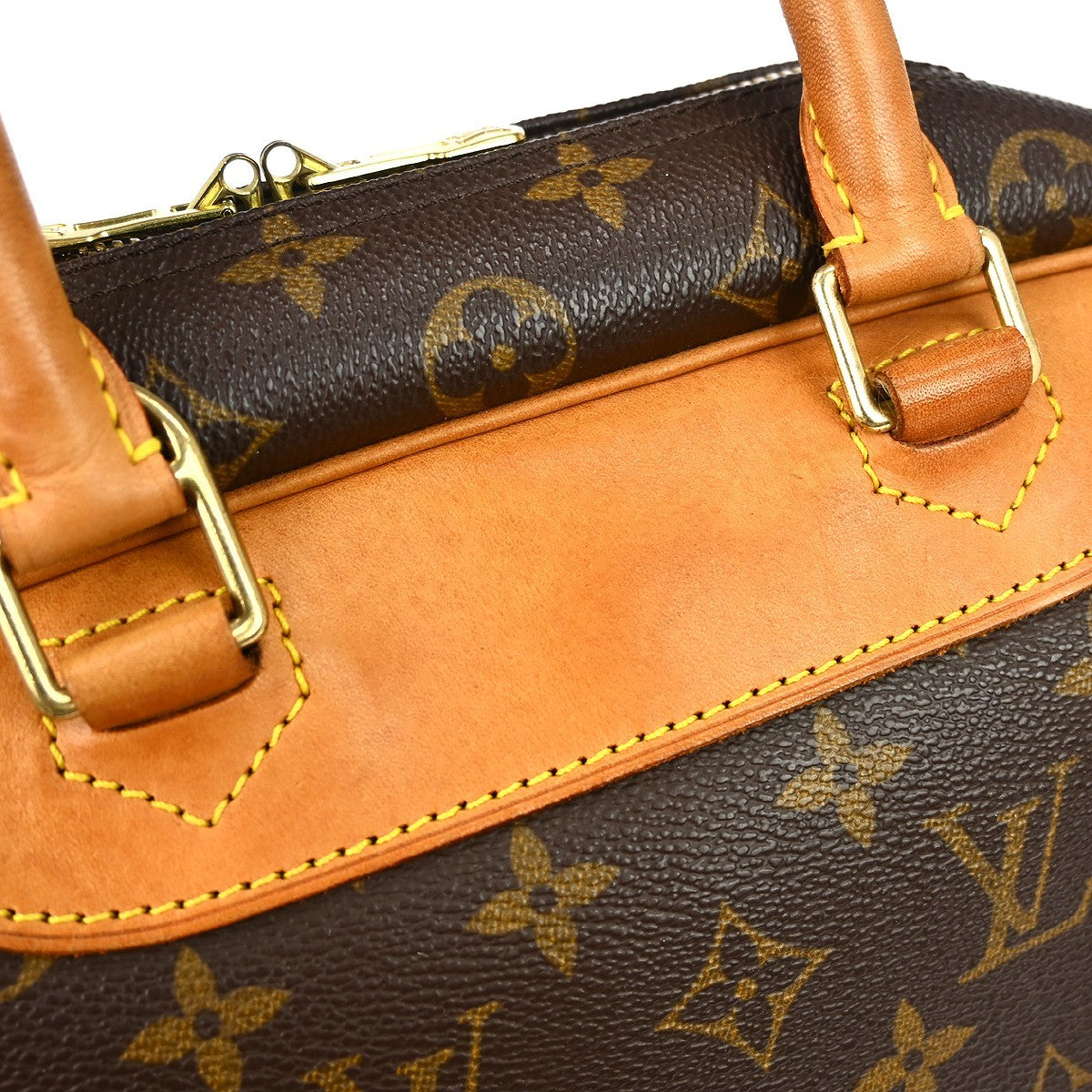 Louis Vuitton Deauville Handbag Monogram Canvas Brown Canvas Handbag (Pre-Owned)