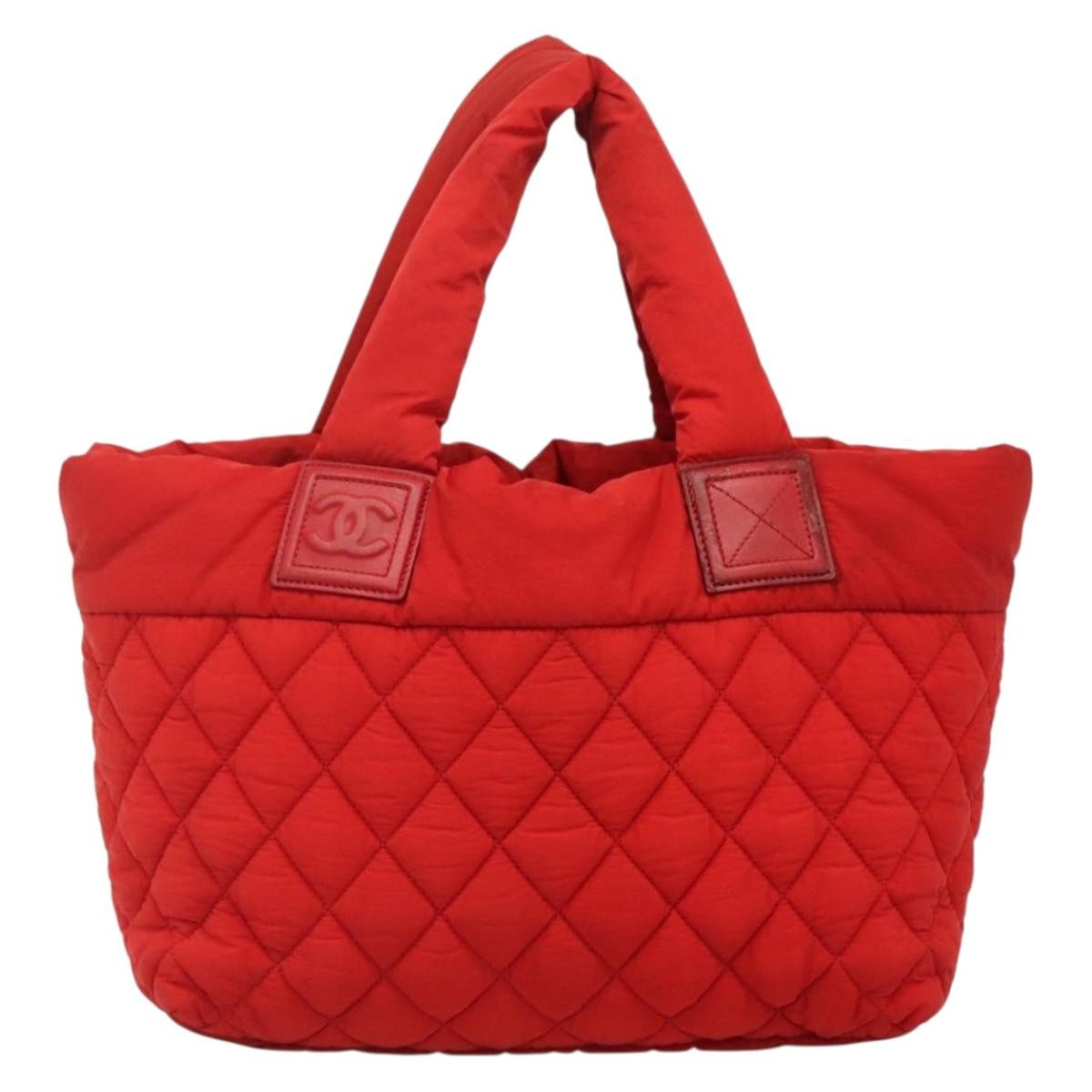 Chanel Coco Cocoon Reversible Tote Quilted Nylon Red Nylon Tote Bag Bag (Pre-Owned)