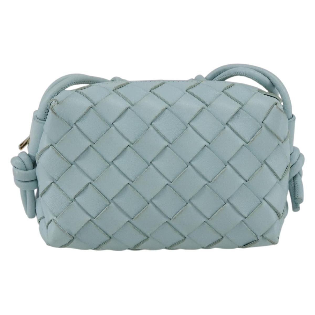 Bottega Veneta Loop Crossbody Bag Intrecciato Nappa Blue Leather Shoulder Bag Bag (Pre-Owned)