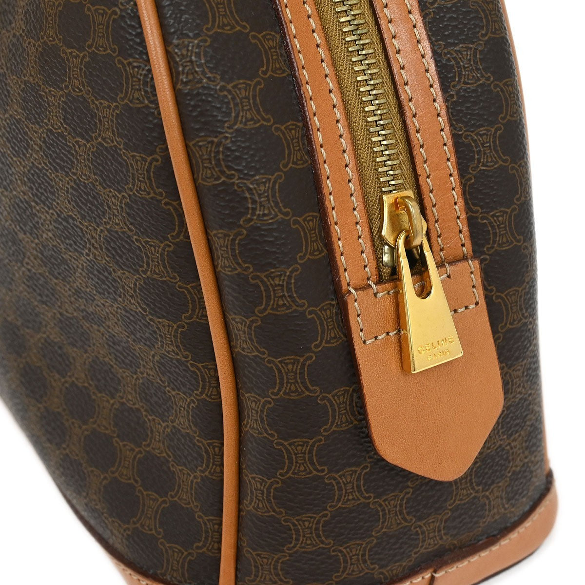 Celine C Macadam Handbag Canvas Brown Canvas Handbag (Pre-Owned)