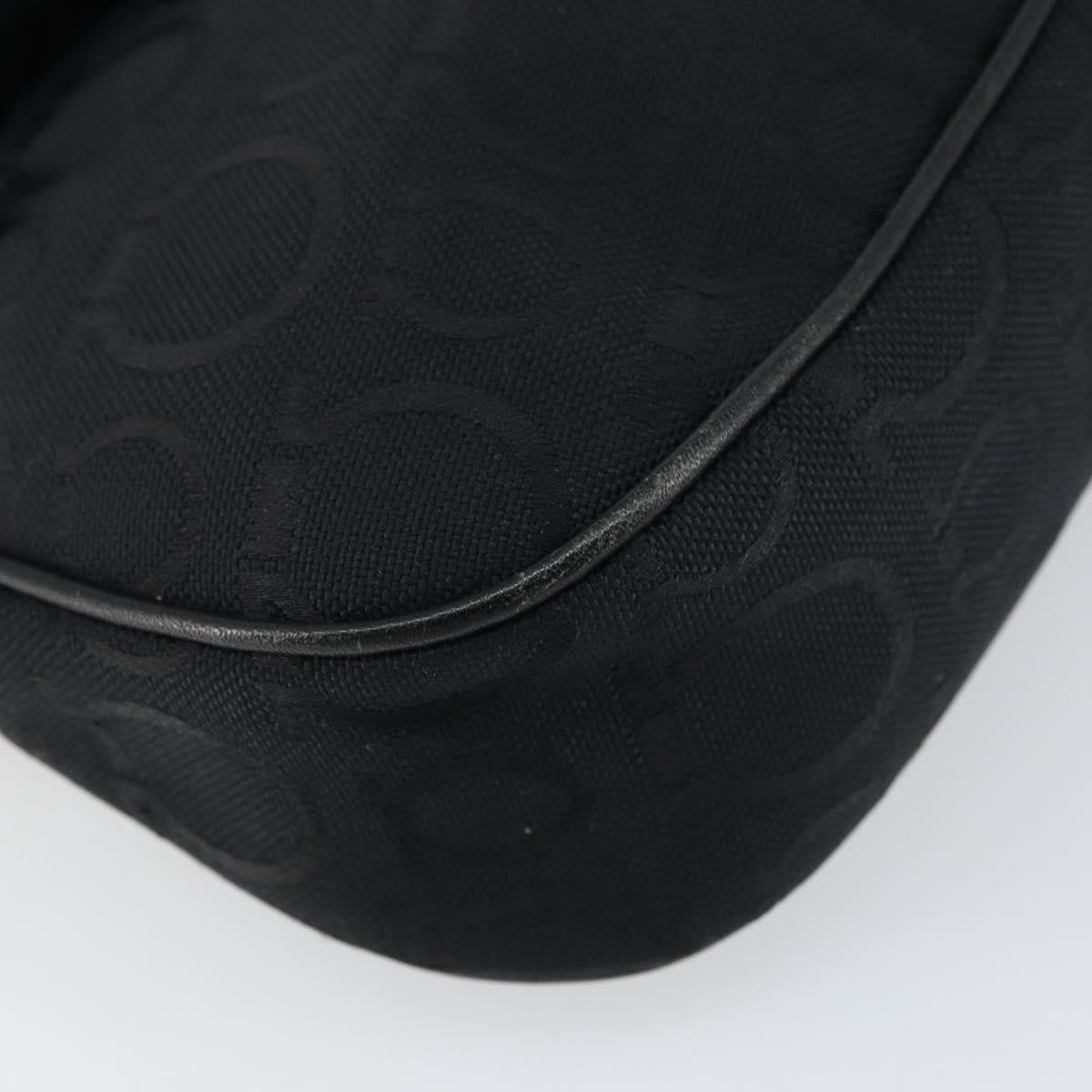 Salvatore Ferragamo Gancini Shoulder Bag Canvas Black Canvas Shoulder Bag Bag (Pre-Owned)