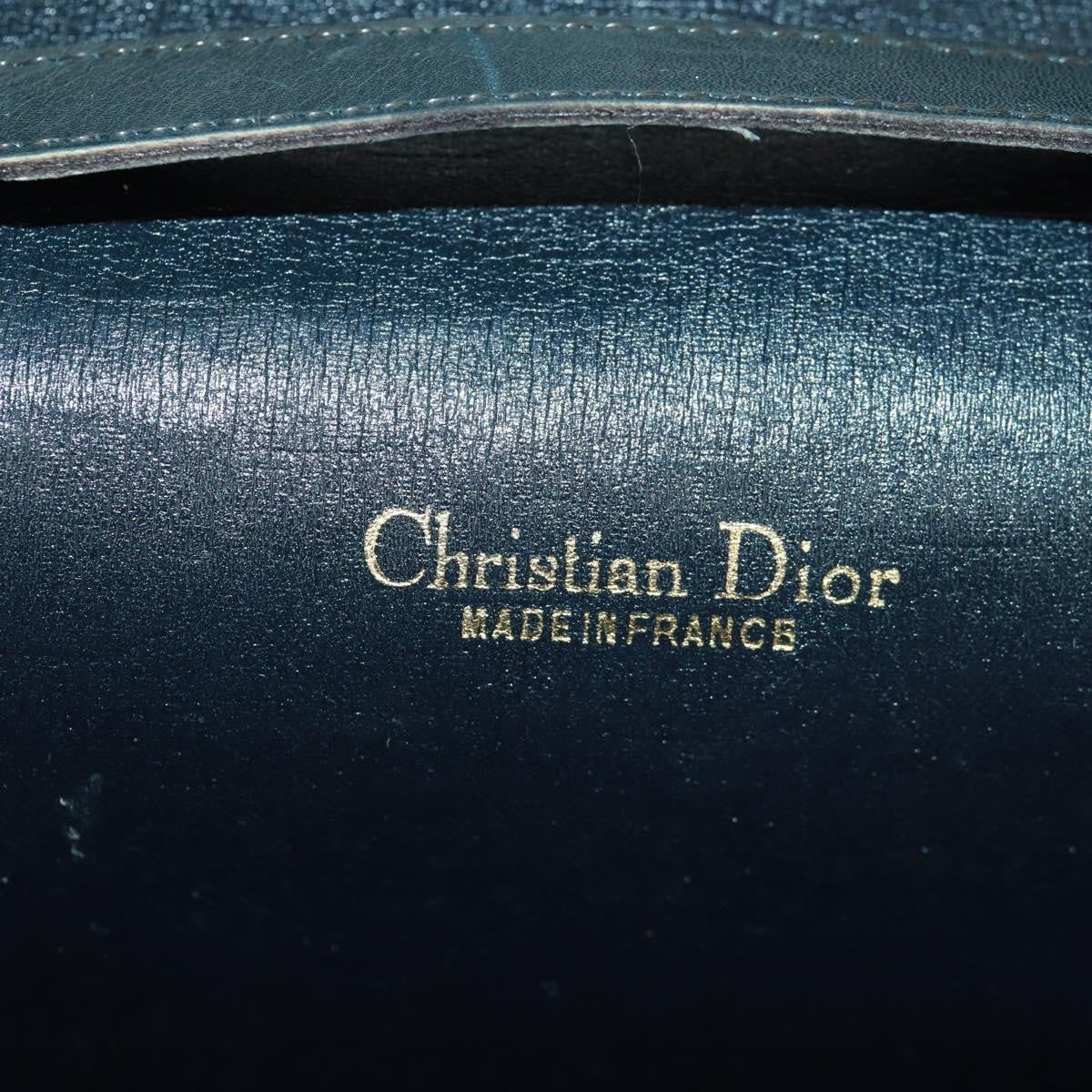 Christian Dior Vintage Chain Flap Shoulder Bag Diorissimo Canvas Navy Canvas Shoulder Bag Bag (Pre-Owned)