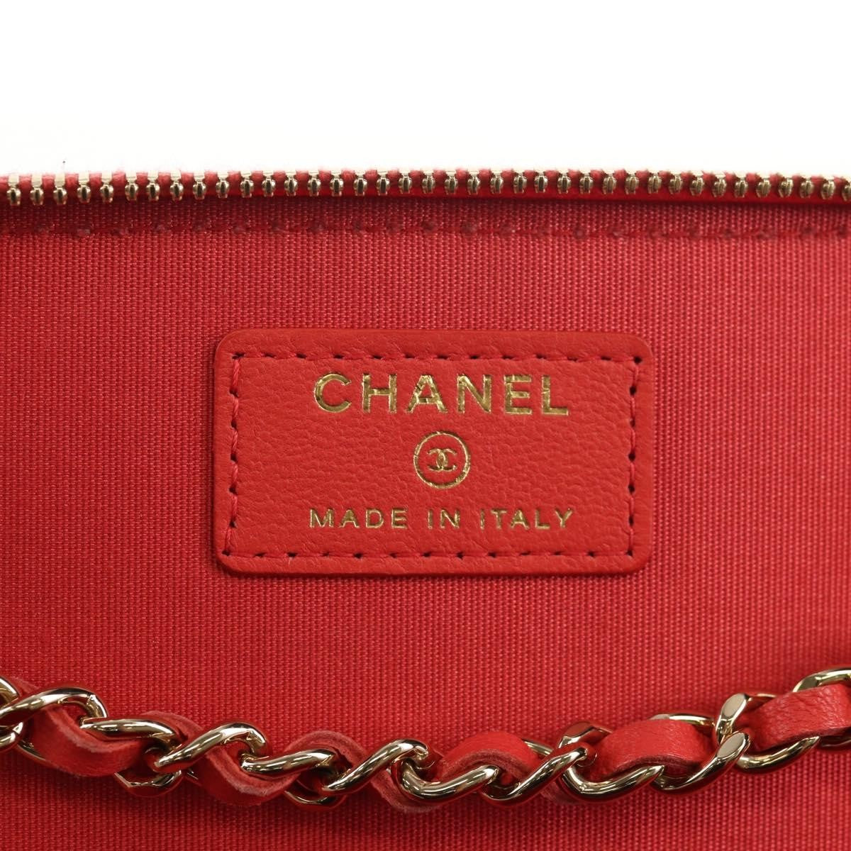 Chanel Classic Vanity Case With Chain Striped Raffia And Jute Beige Canvas Clutche & Pouche Bag (Pre-Owned)