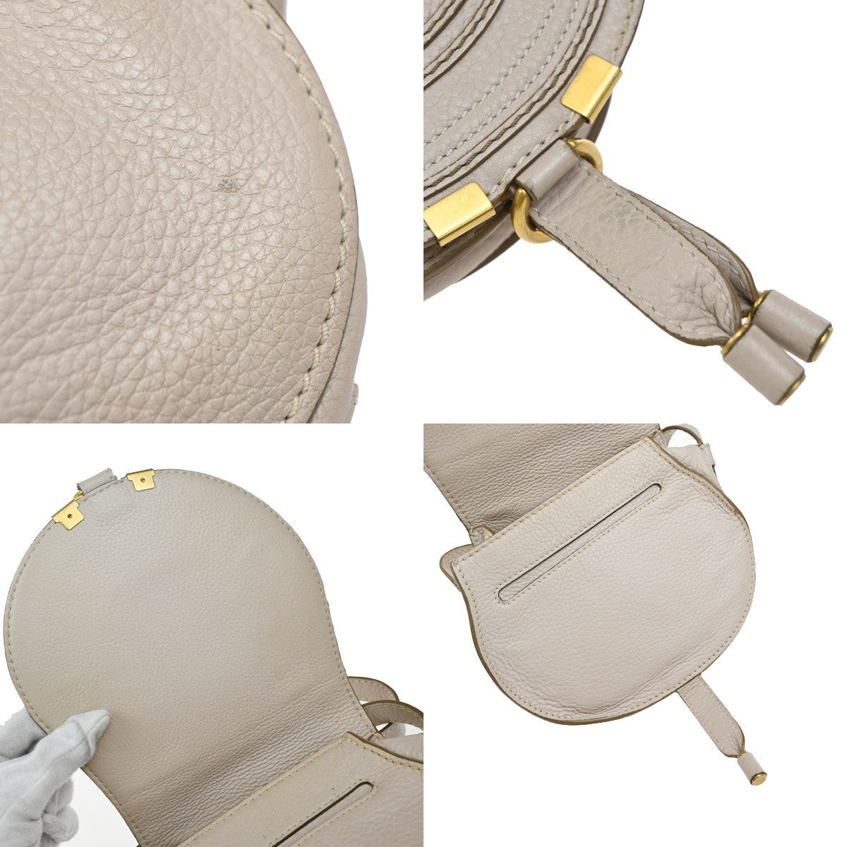 Chloe Marcie Crossbody Bag Leather Beige Leather Shoulder Bag Bag (Pre-Owned)