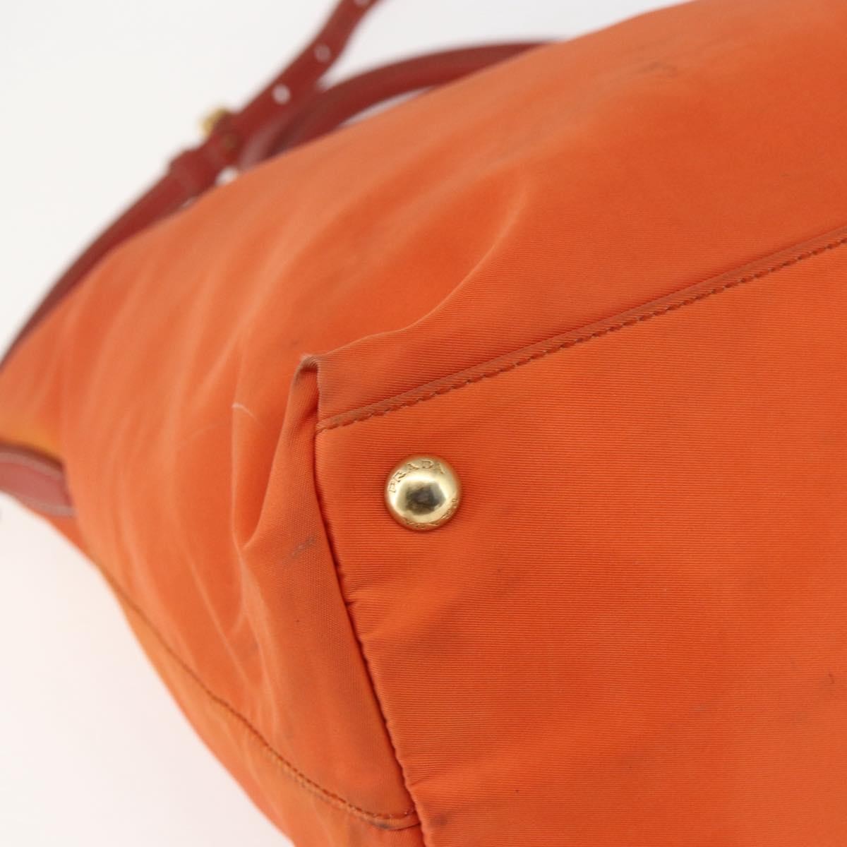 Prada Convertible Flap Tote Tessuto And Saffiano Leather Orange Nylon Tote Bag Bag (Pre-Owned)