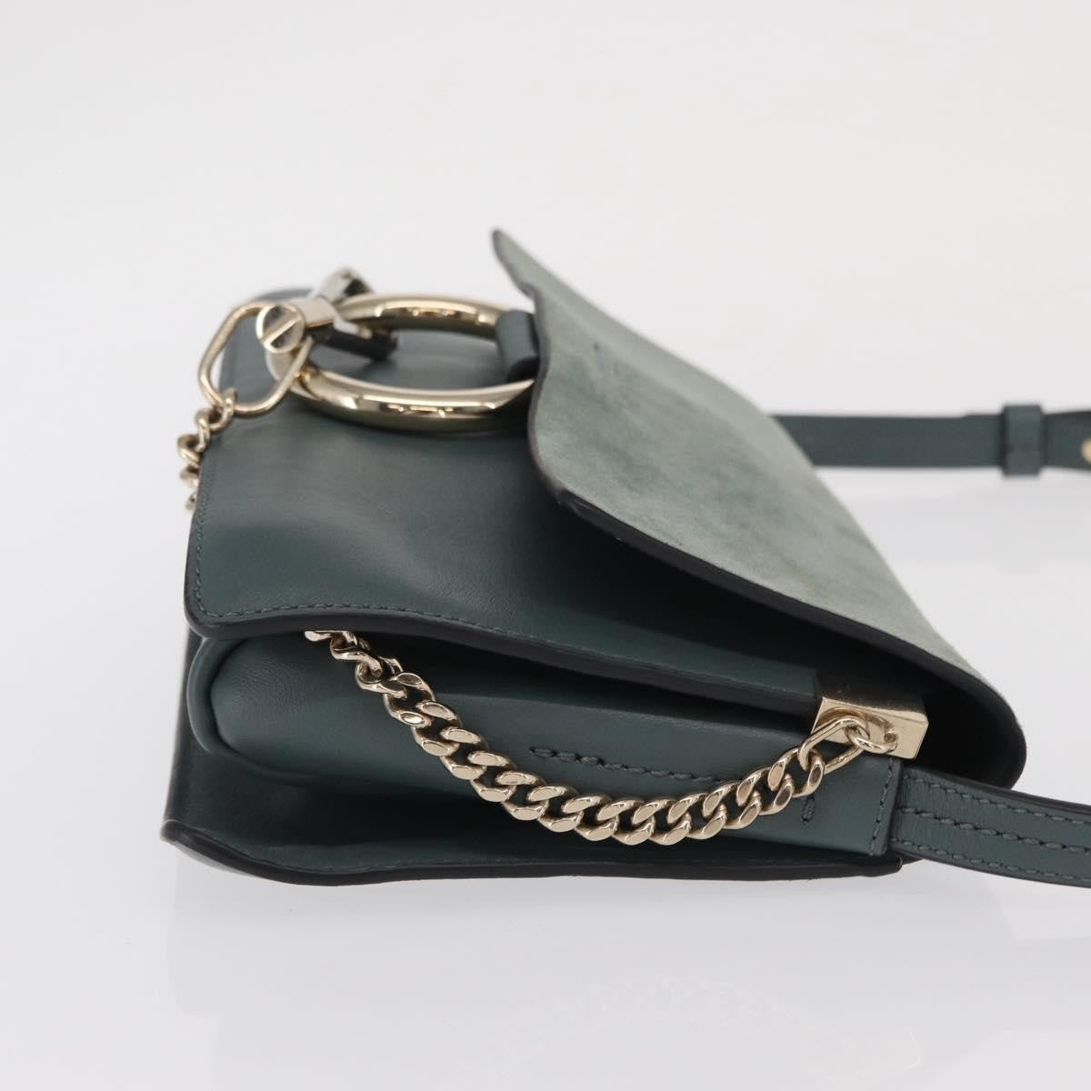 Chloe Faye Shoulder Bag Leather And Suede Green Leather Shoulder Bag Bag (Pre-Owned)