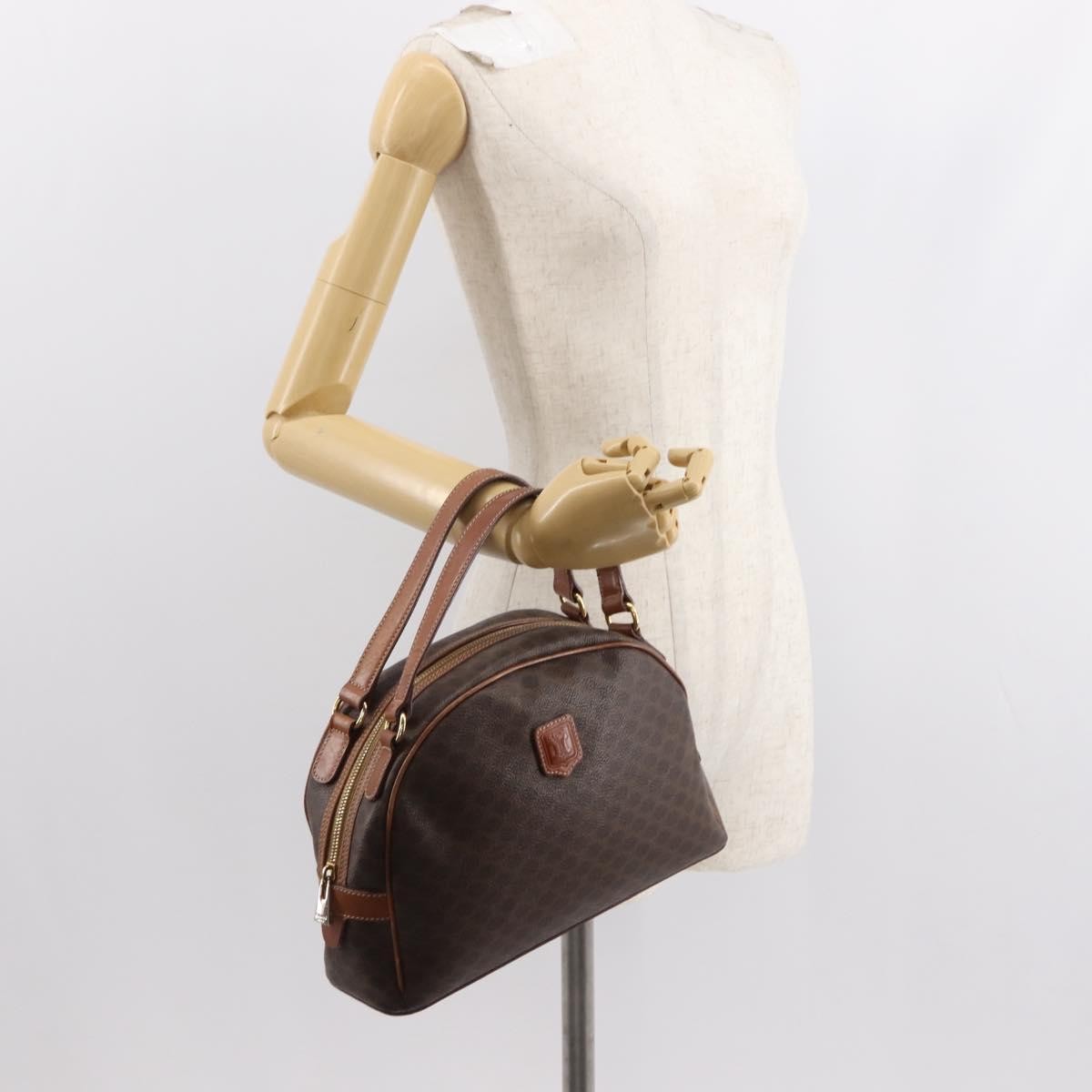 Celine Vintage Macadam Handbag Canvas And Leather Brown Canvas Handbag (Pre-Owned)