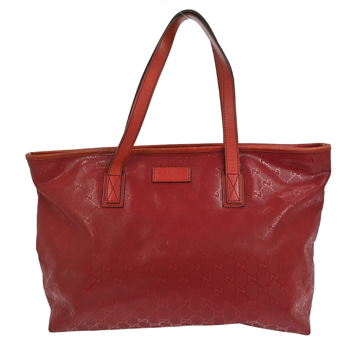 Gucci Plus Tote Gg Imprime Red Leather Tote Bag Bag (Pre-Owned)