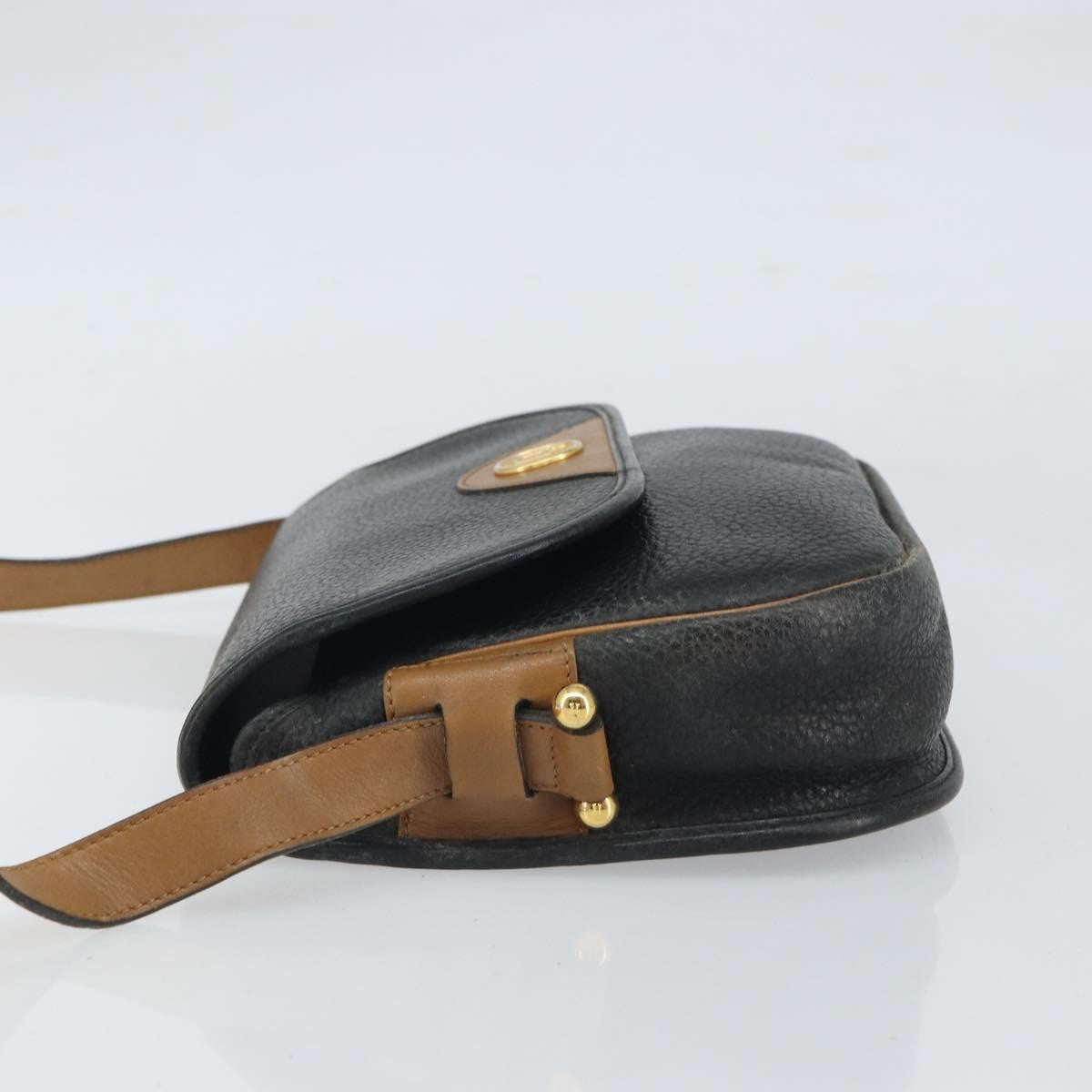 Christian Dior Vintage Shoulder Bag Leather Black Leather Shoulder Bag Bag (Pre-Owned)