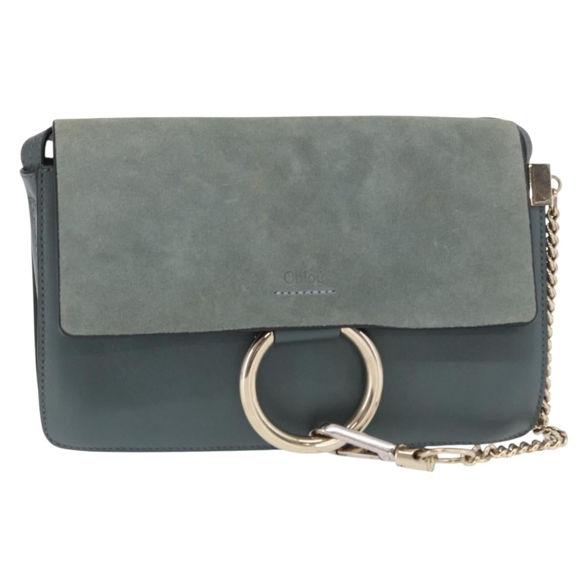 Chloe Faye Shoulder Bag Leather And Suede Green Leather Shoulder Bag Bag (Pre-Owned)