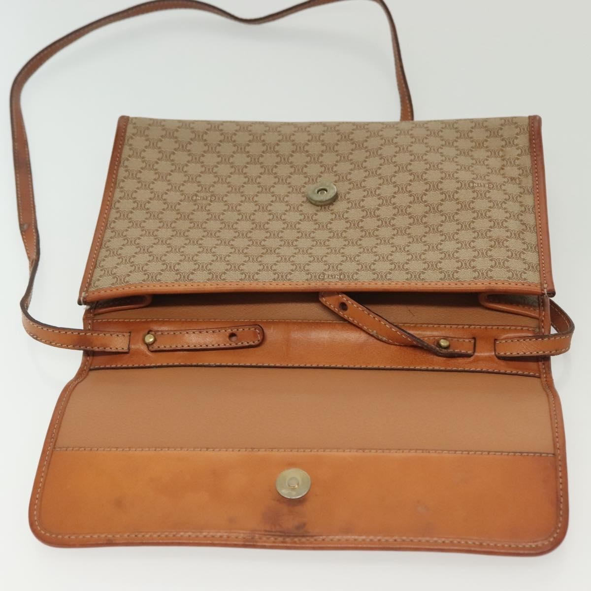 Celine Vintage Macadam Shoulder Bag Canvas And Leather Beige Canvas Bag (Pre-Owned)