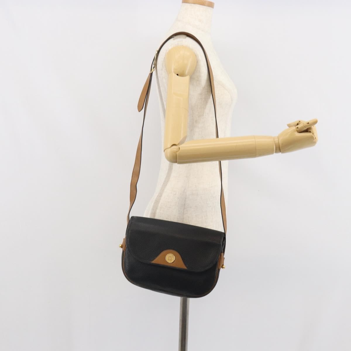 Christian Dior Vintage Shoulder Bag Leather Black Leather Shoulder Bag Bag (Pre-Owned)