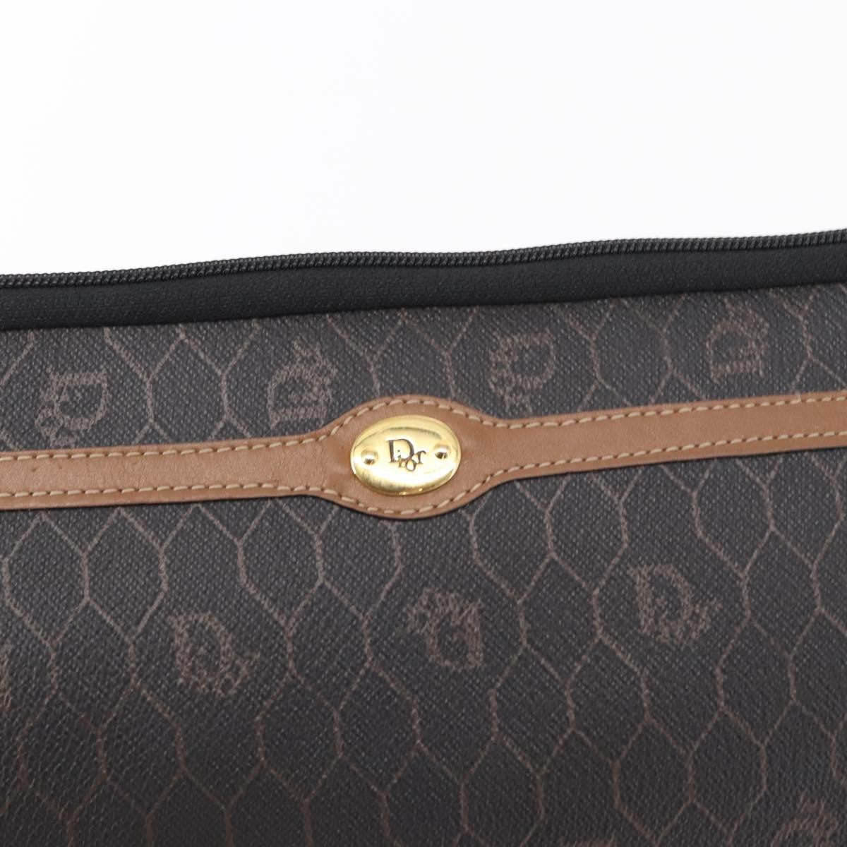 Christian Dior Vintage Honeycomb Zip Pouch Coated Canvas Black Pvc Clutche & Pouche Bag (Pre-Owned)
