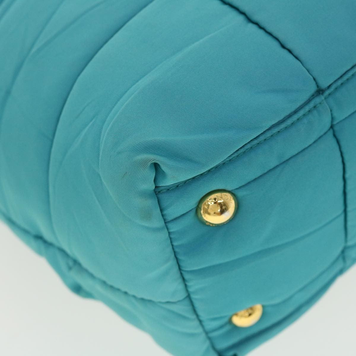 Prada Convertible Tote Quilted Tessuto Turquoise Nylon Handbag (Pre-Owned)