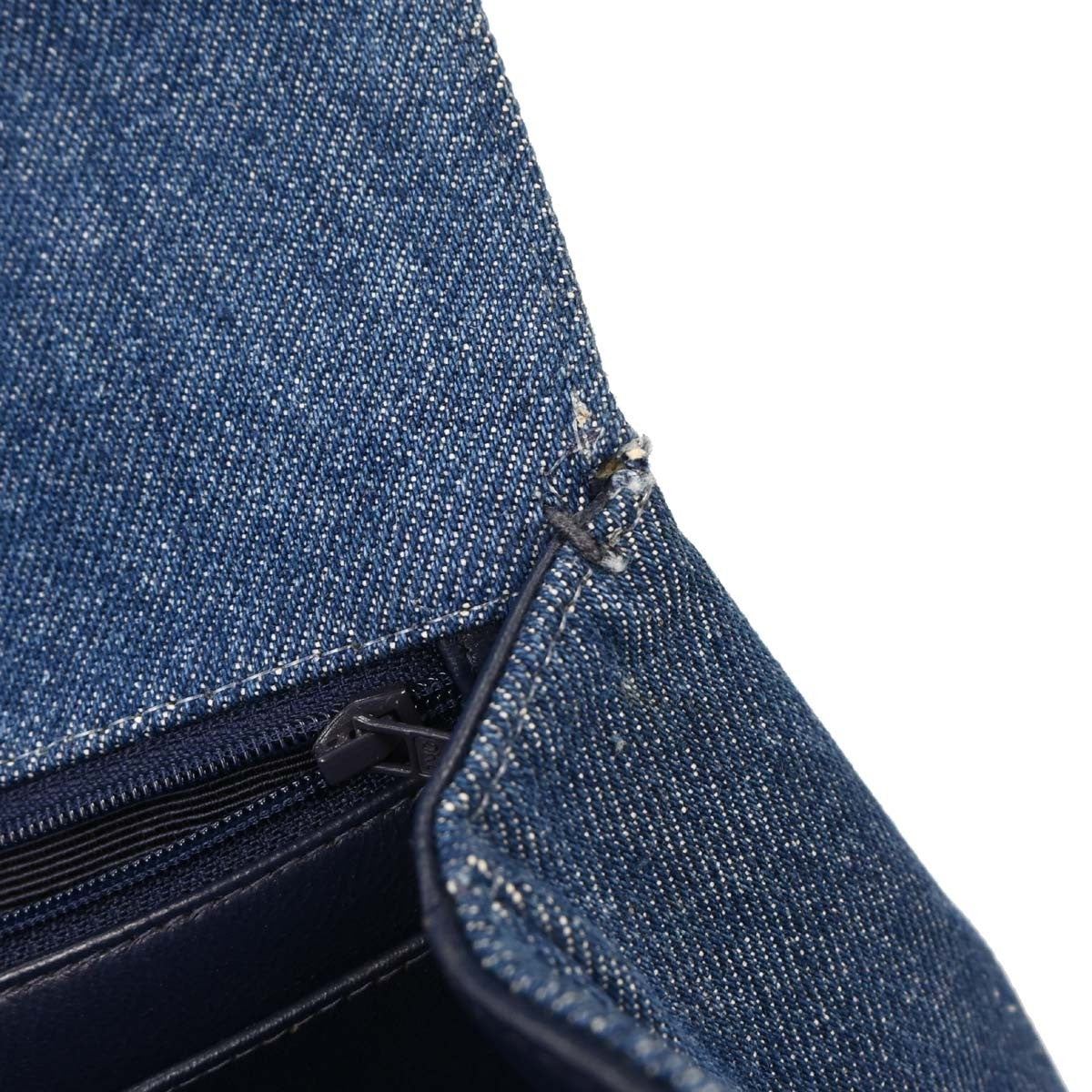 Chanel Vintage Classic Top Handle Flap Bag Denim Blue Denim_Jeans Handbag (Pre-Owned)