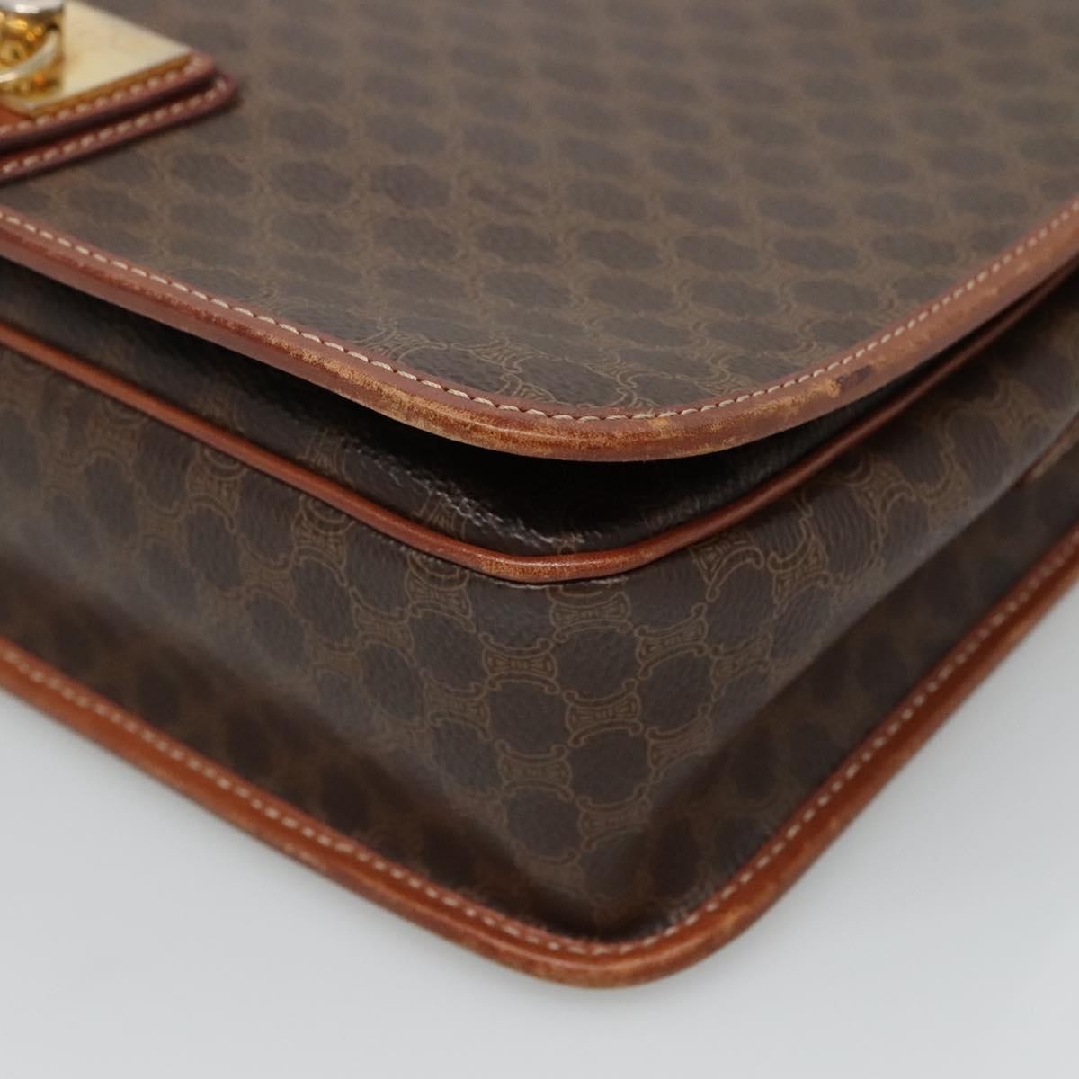 Celine Vintage Macadam Shoulder Bag Canvas And Leather Brown Canvas Shoulder Bag Bag (Pre-Owned)