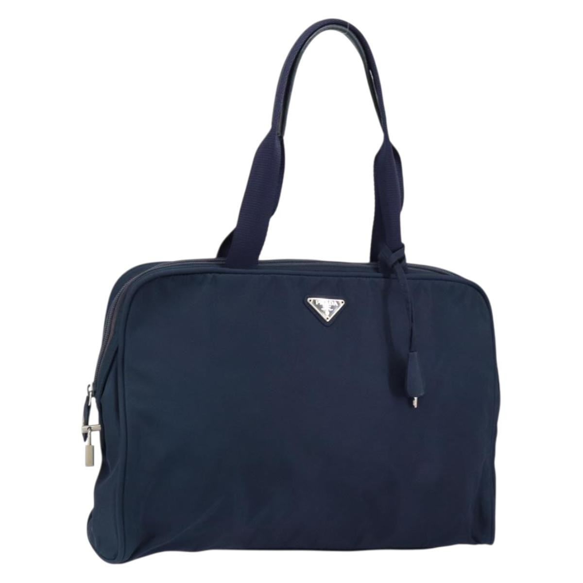 Prada Zip Around Tote Tessuto Navy Nylon Handbag (Pre-Owned)
