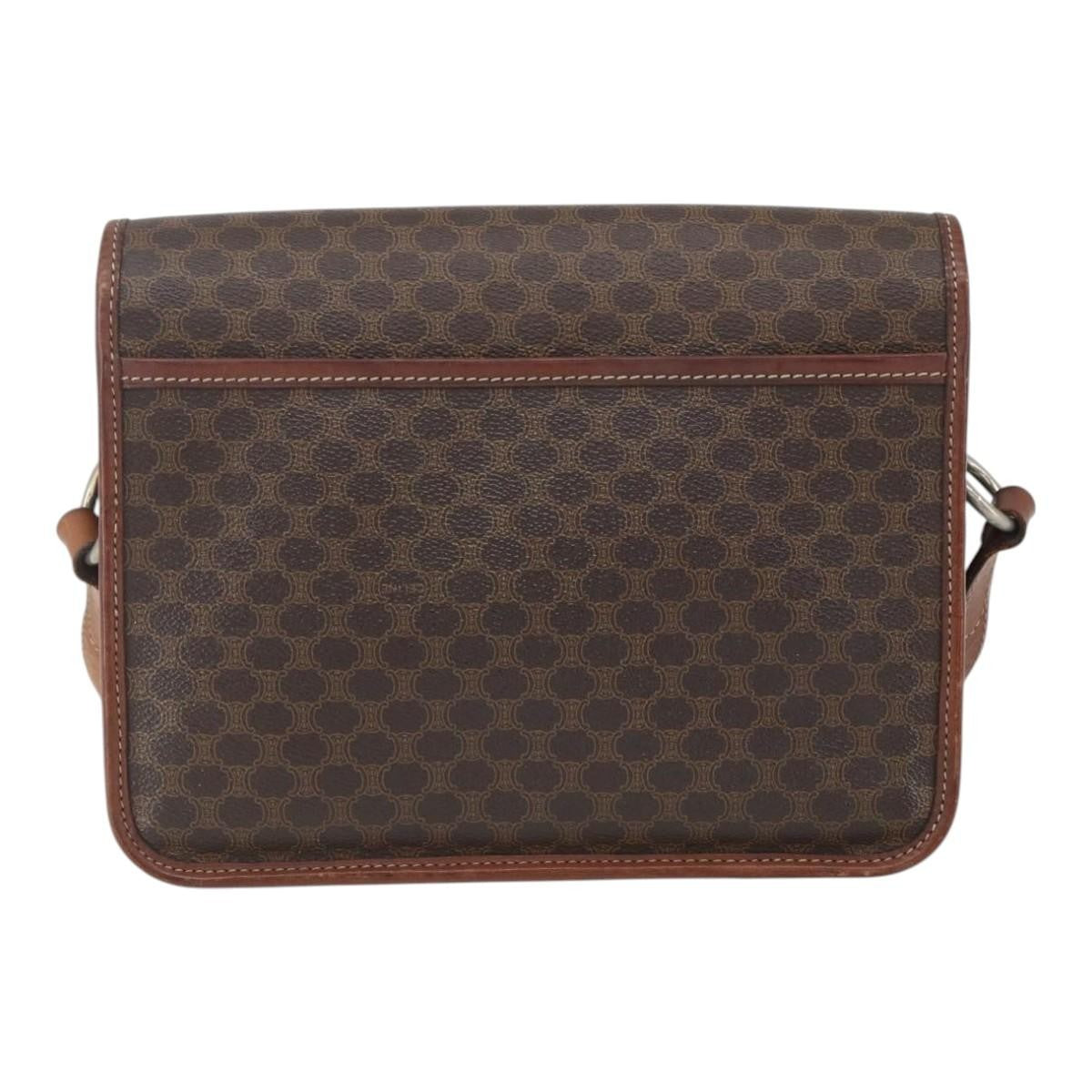 Celine Vintage Macadam Shoulder Bag Canvas Brown Canvas Shoulder Bag Bag (Pre-Owned)