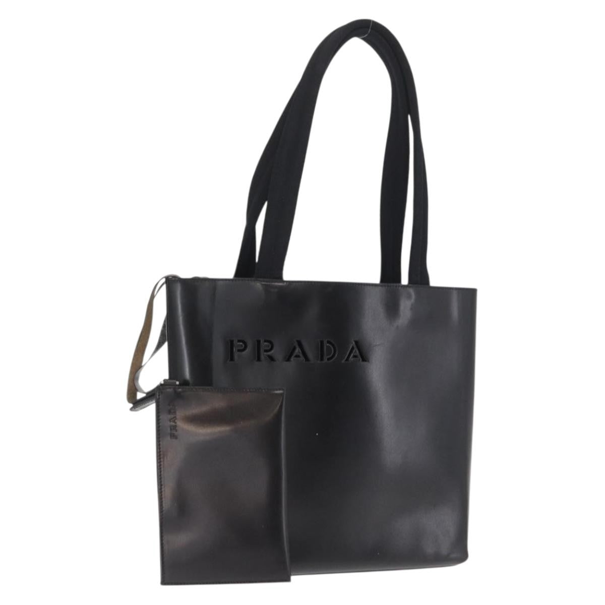 Prada Vintage Handbag Leather Black Leather Handbag (Pre-Owned)