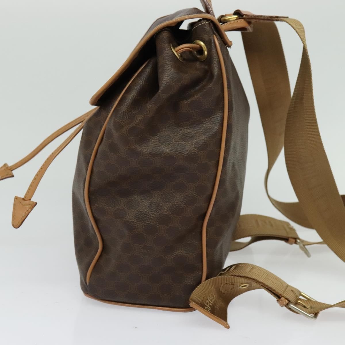 Celine Vintage Macadam Backpack Canvas And Leather Brown Canvas Backpack Bag (Pre-Owned)