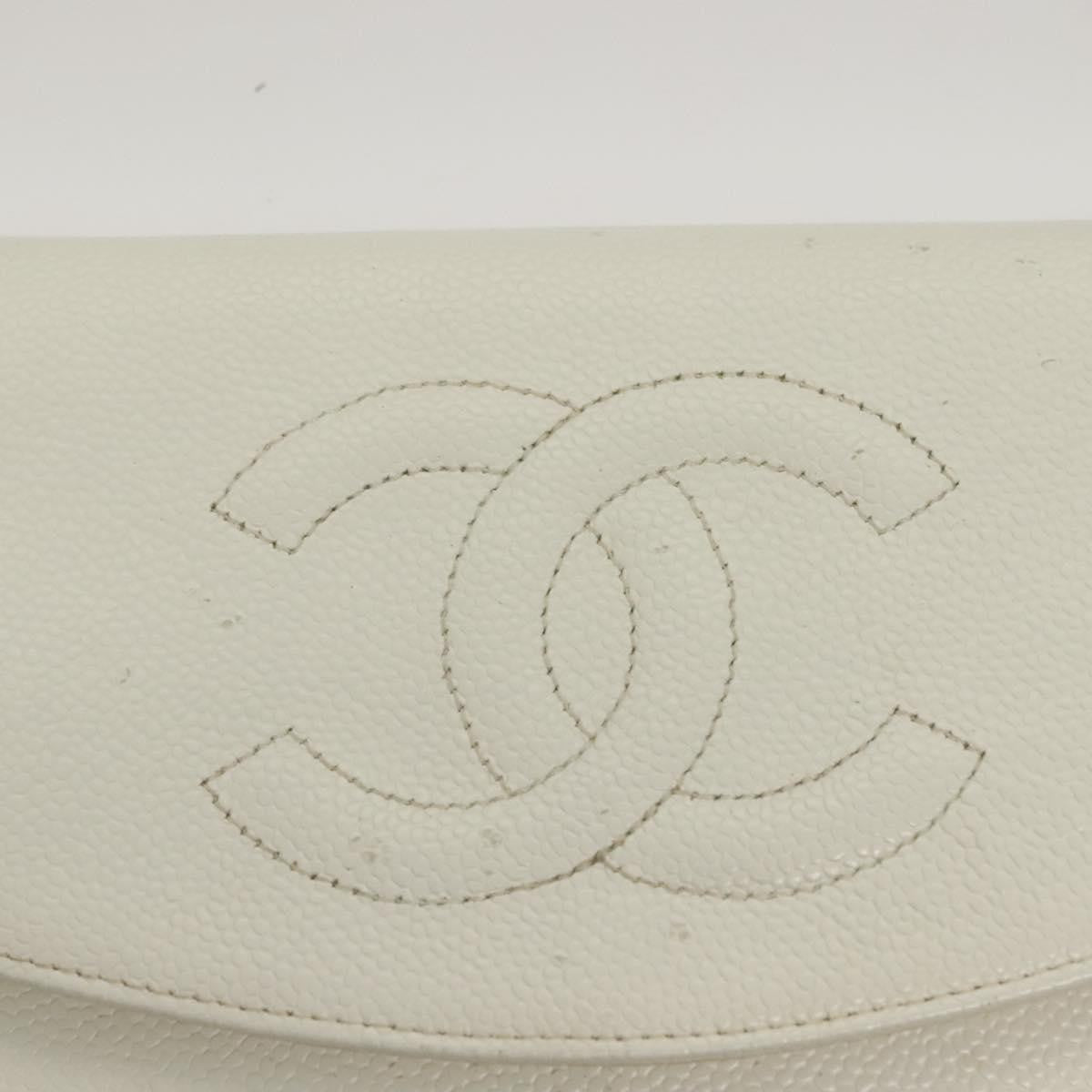 Chanel Vintage Timeless Wallet On Chain Caviar White Leather Shoulder Bag Bag (Pre-Owned)