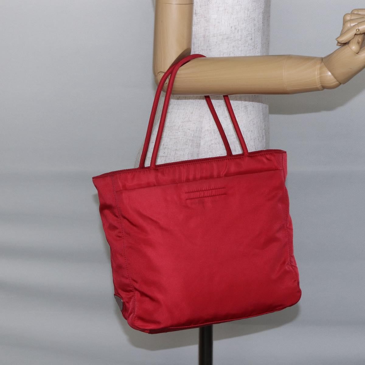 Prada Vintage Tote Tessuto Red Nylon Tote Bag Bag (Pre-Owned)
