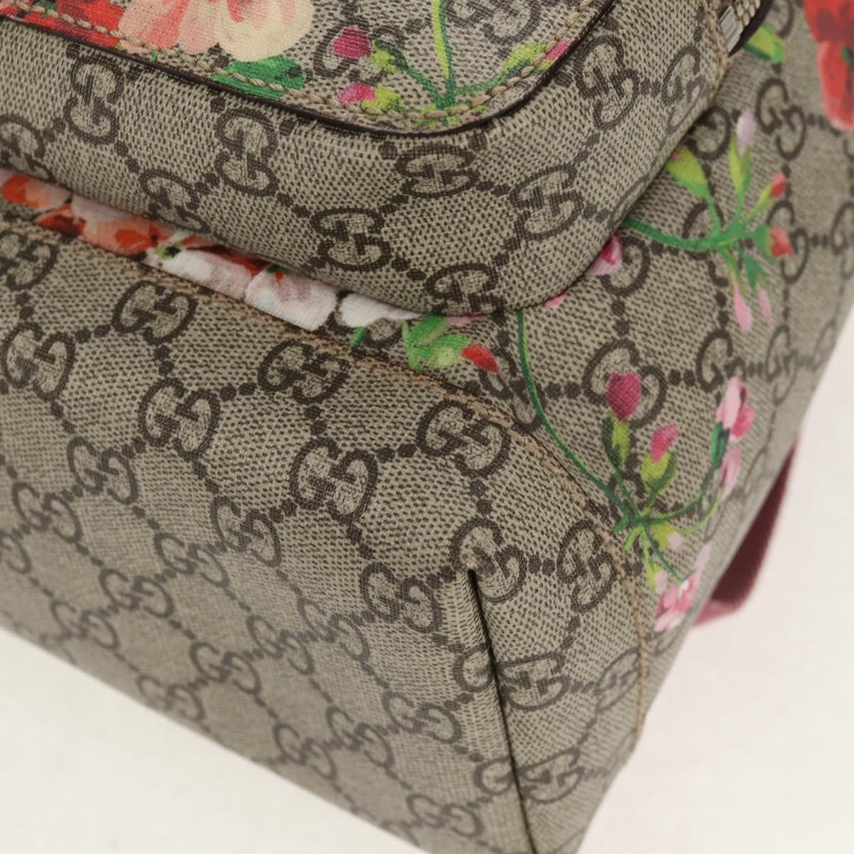 Gucci Buckle Backpack Blooms Print Gg Coated Canvas Beige Canvas Backpack Bag (Pre-Owned)