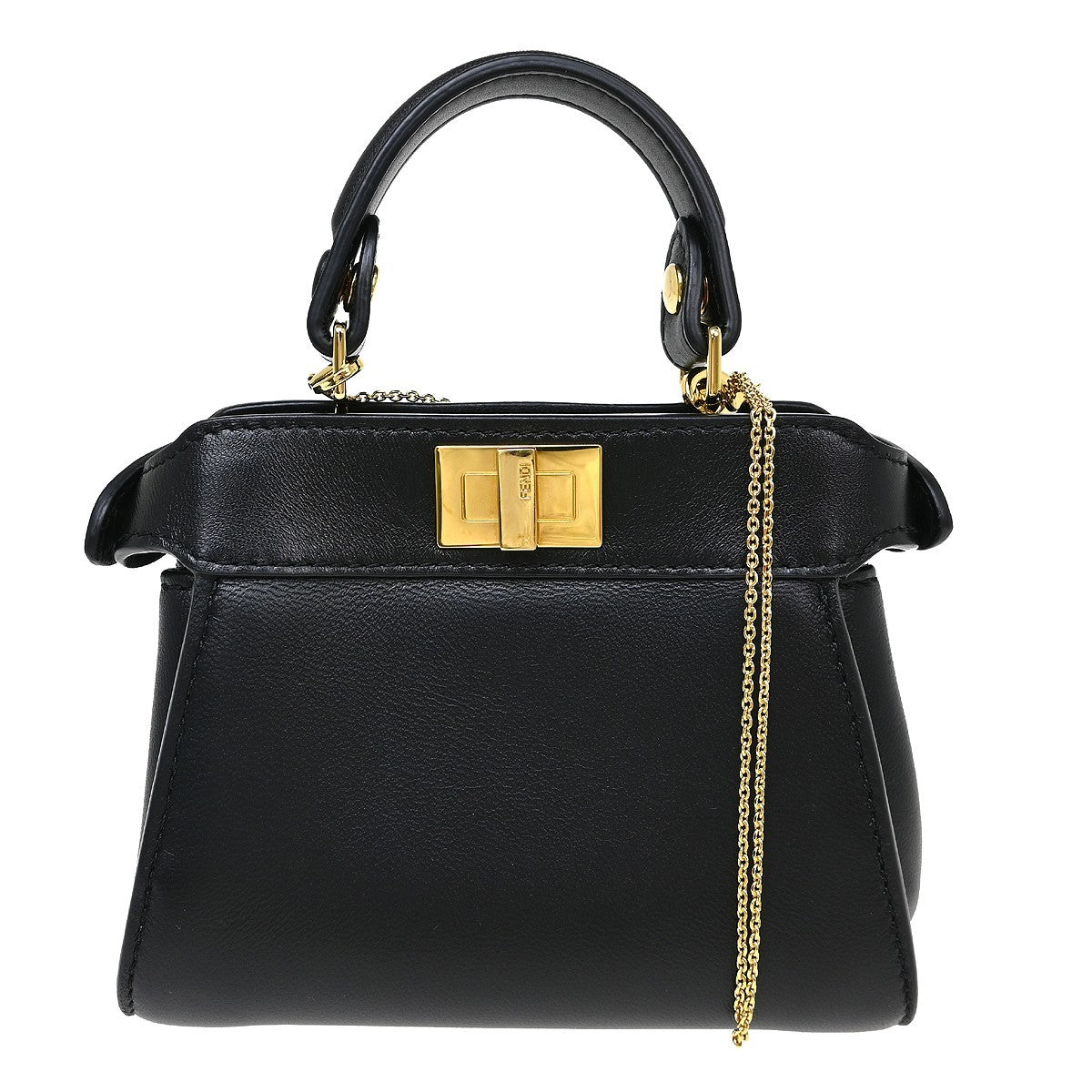 Fendi Peekaboo Bag Leather Black Leather Handbag (Pre-Owned)