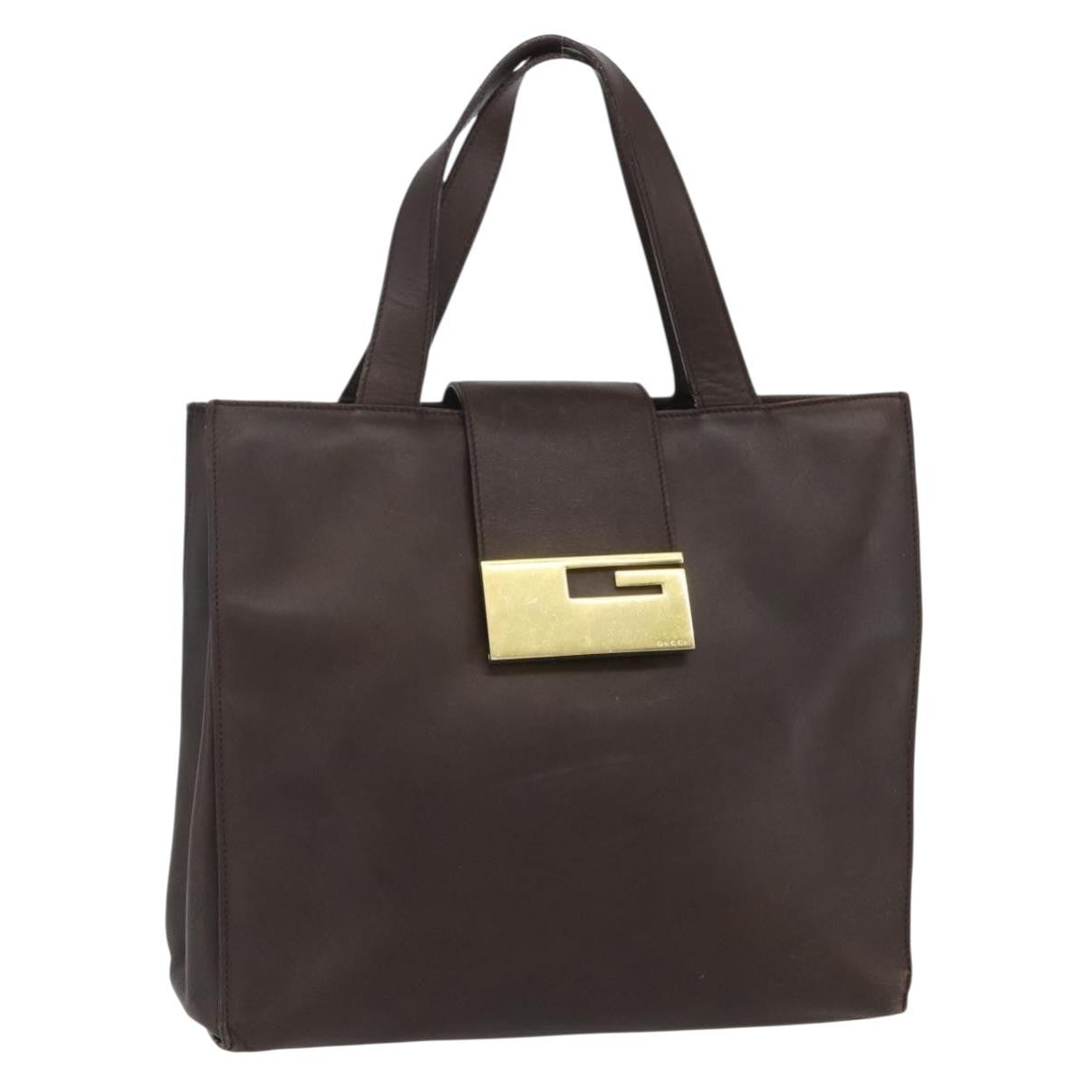 Gucci Vintage Handbag Leather Brown Leather Handbag (Pre-Owned)