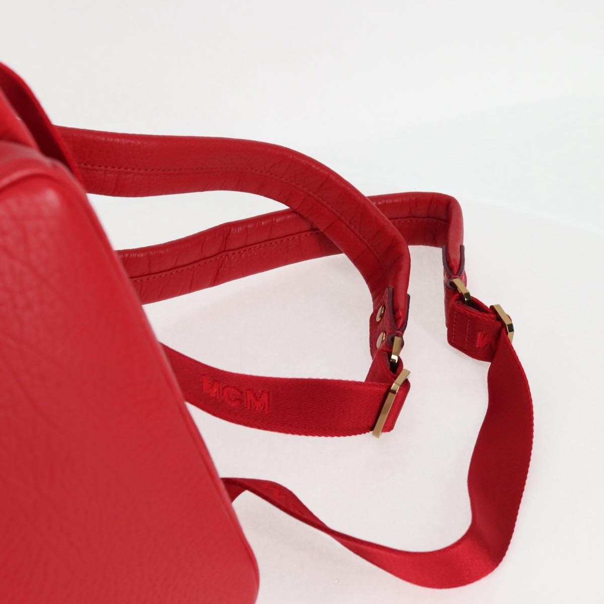 MCM Vintage Vicetos Backpack Leather Red Leather Backpack Bag (Pre-Owned)
