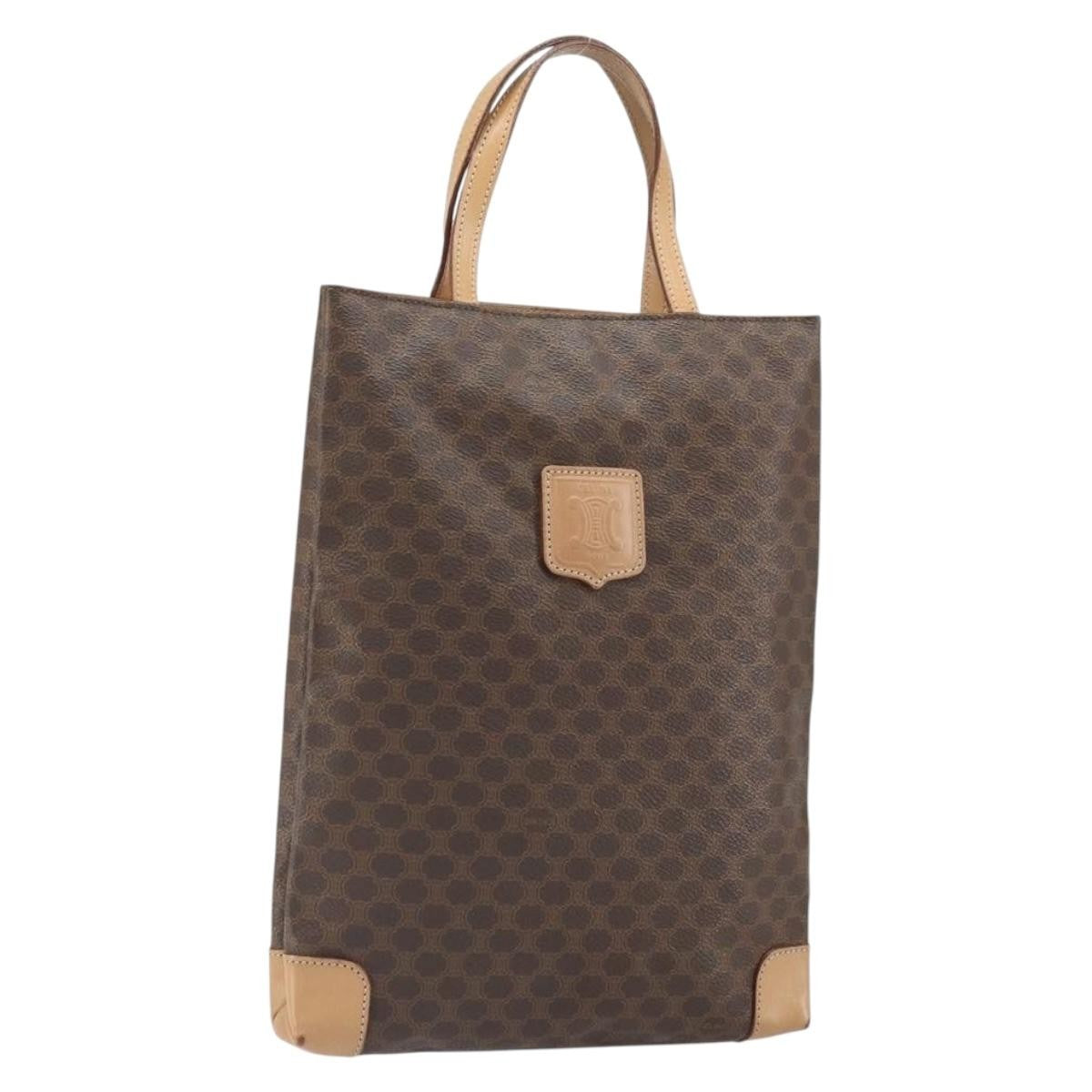 Celine Vintage Macadam Tote Bag Canvas And Leather Brown Canvas Tote Bag Bag (Pre-Owned)