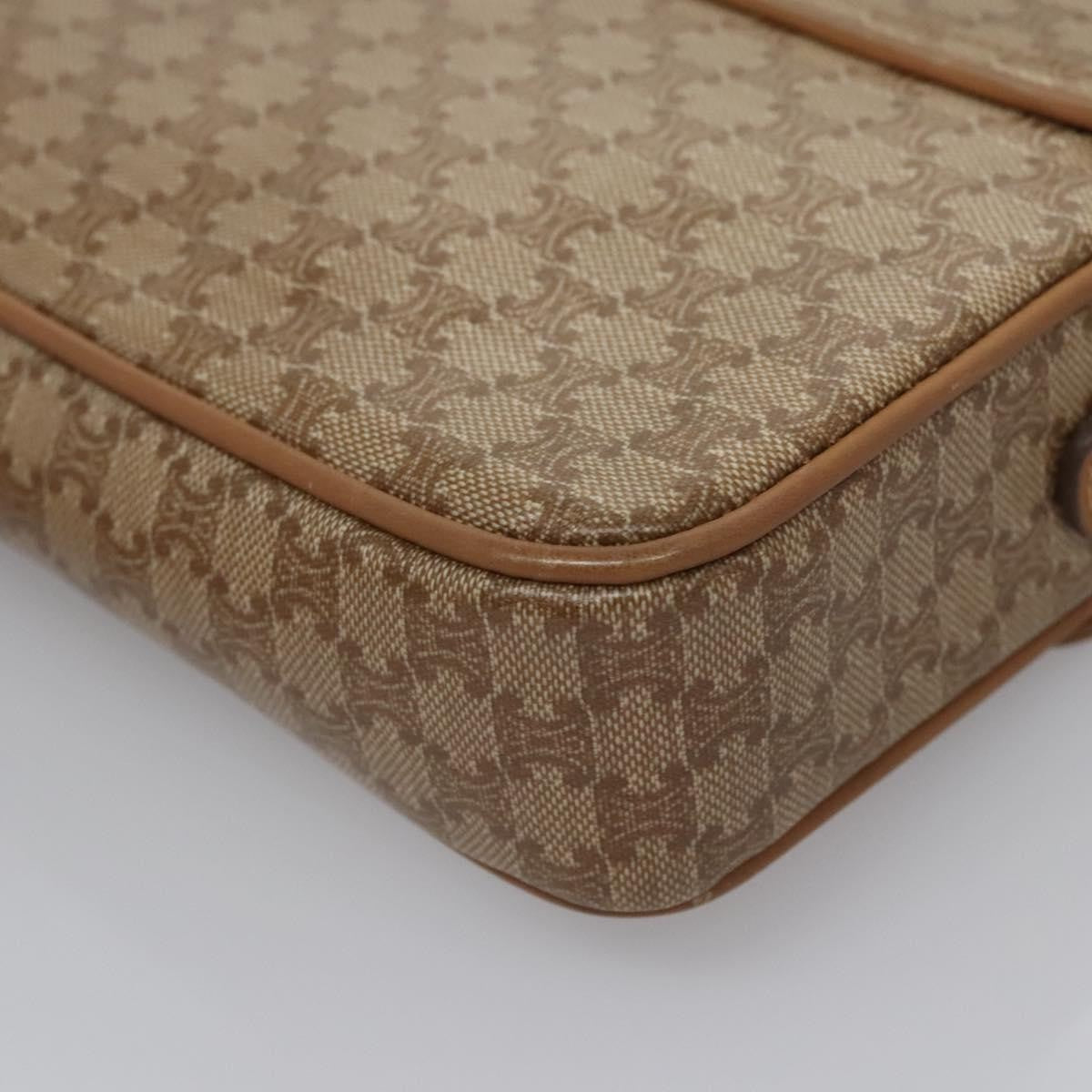 Celine Vintage Macadam Shoulder Bag Canvas And Leather Beige Canvas Shoulder Bag Bag (Pre-Owned)