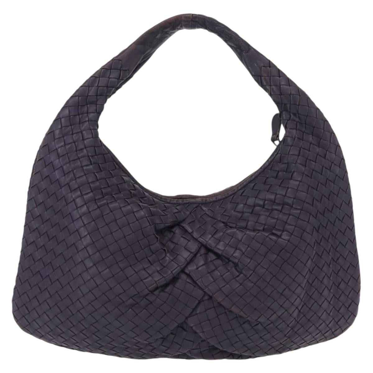 Bottega Veneta Veneta Hobo Pleated Intrecciato Nappa Purple Leather Shoulder Bag Bag (Pre-Owned)