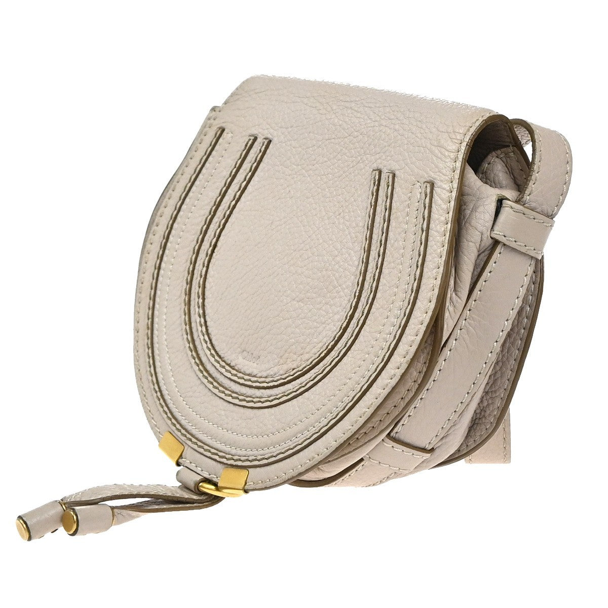 Chloe Marcie Crossbody Bag Leather Beige Leather Shoulder Bag Bag (Pre-Owned)