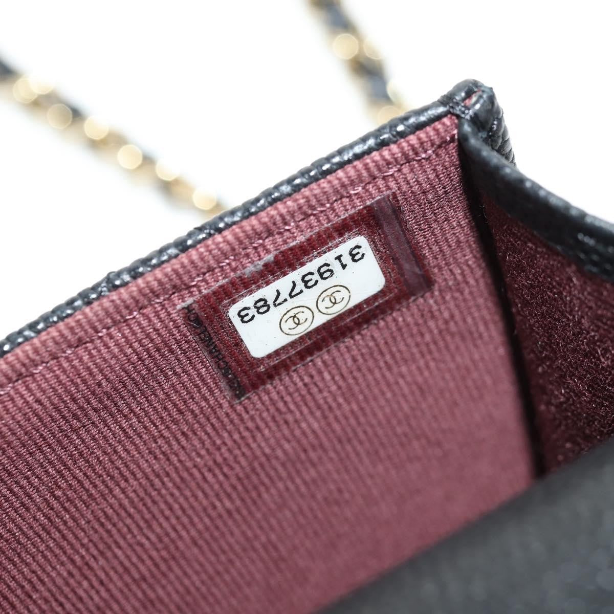 Chanel Classic Flap Clutch With Chain Quilted Caviar Black Leather Clutche & Pouche Bag (Pre-Owned)