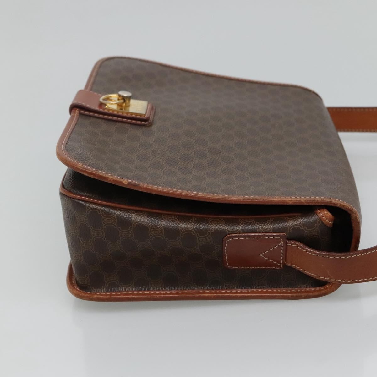 Celine Vintage Macadam Shoulder Bag Canvas And Leather Brown Canvas Shoulder Bag Bag (Pre-Owned)
