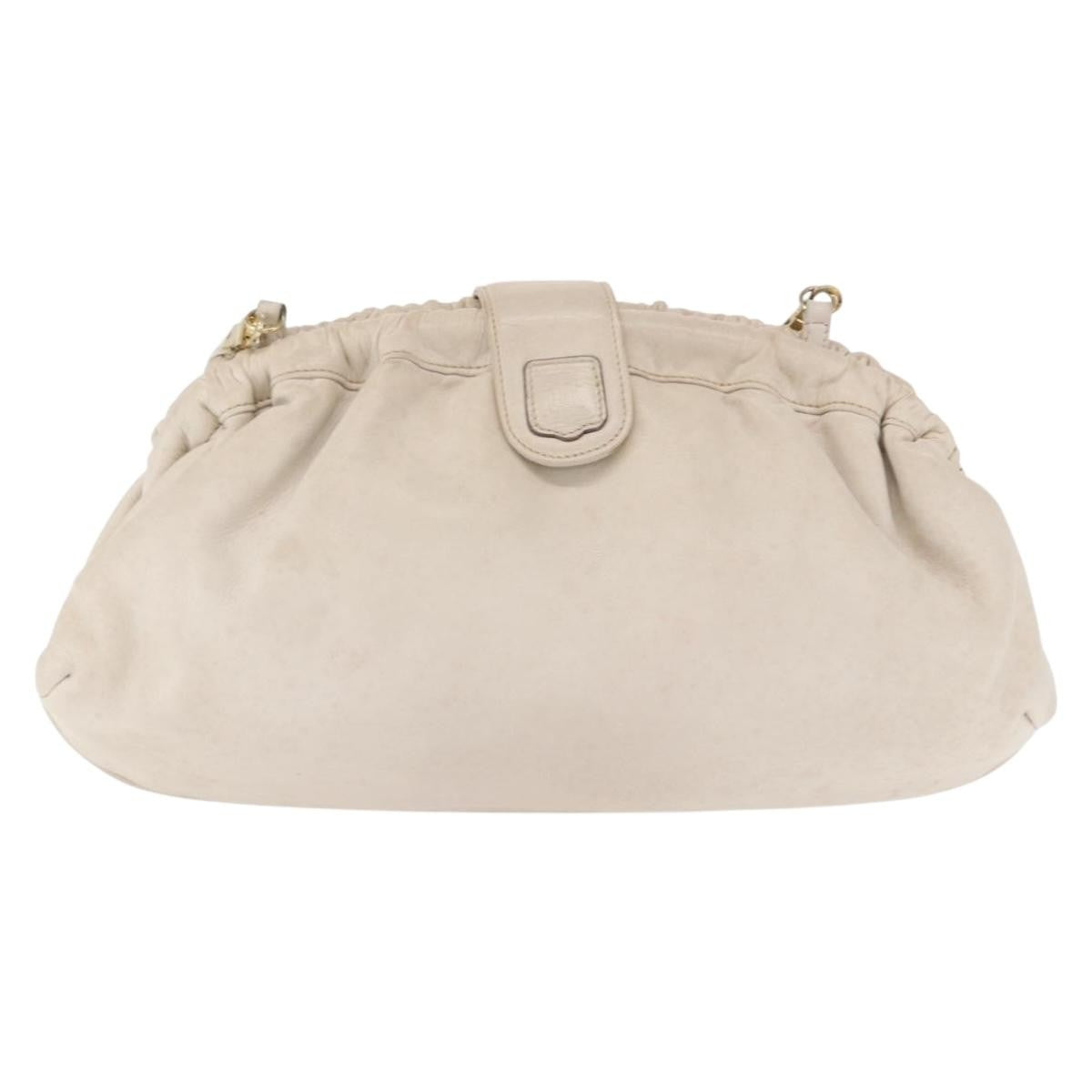 Celine Vintage Shoulder Bag Leather White Leather Shoulder Bag Bag (Pre-Owned)