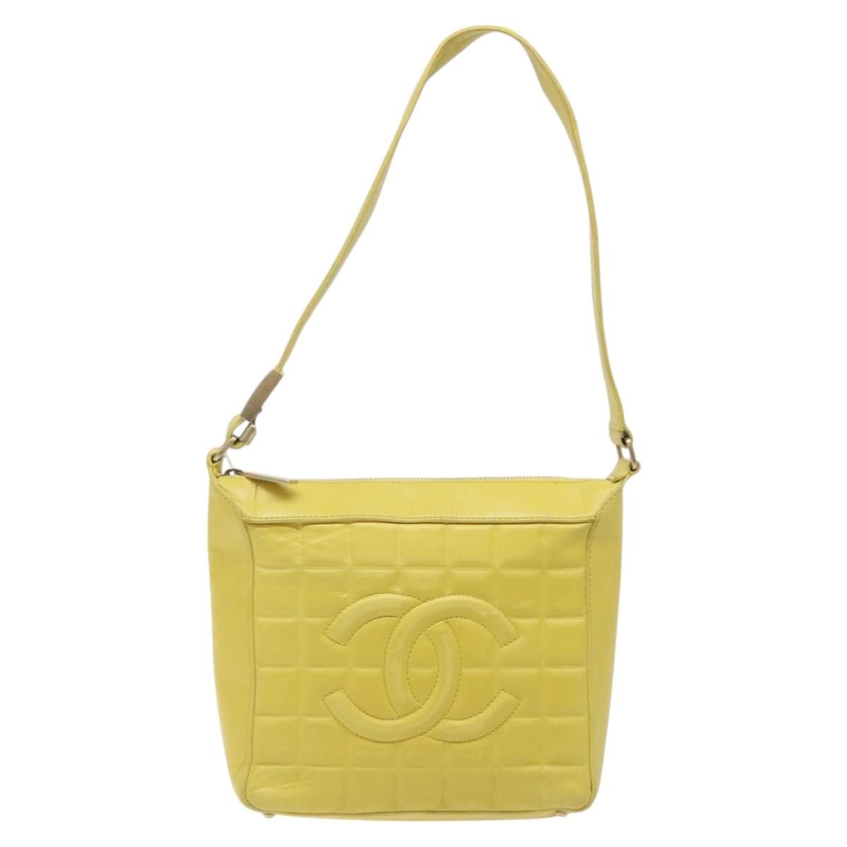 Chanel Chocolate Bar Cc Shoulder Bag Quilted Leather Yellow Leather Shoulder Bag Bag (Pre-Owned)