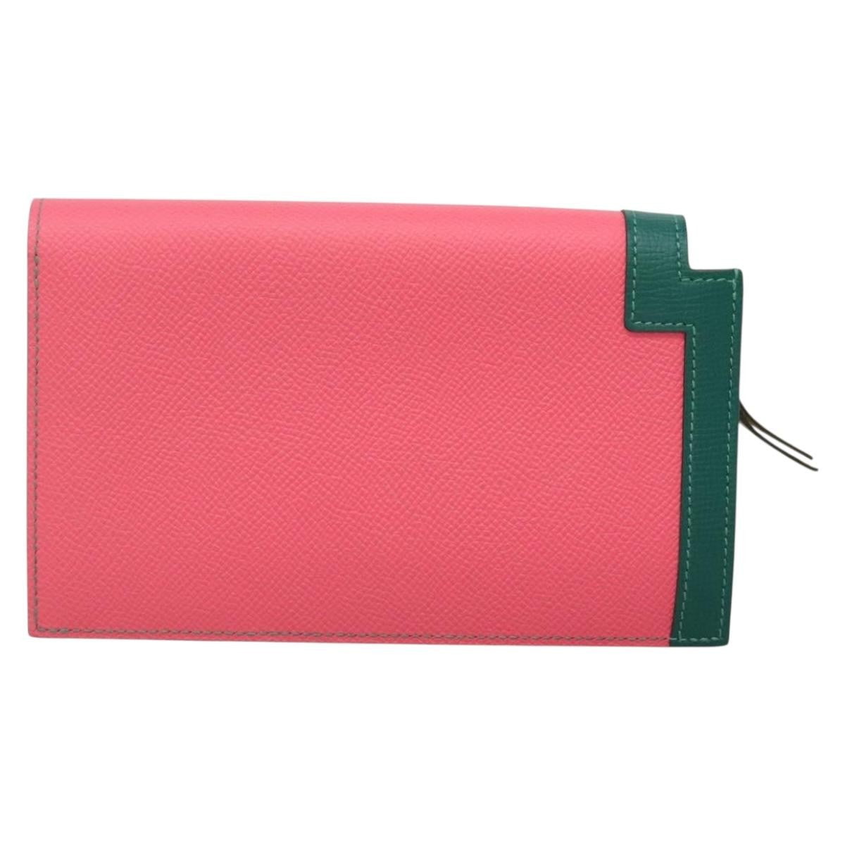 Hermes Camail Wallet Epsom Pink Leather Wallets Accessory (Pre-Owned)