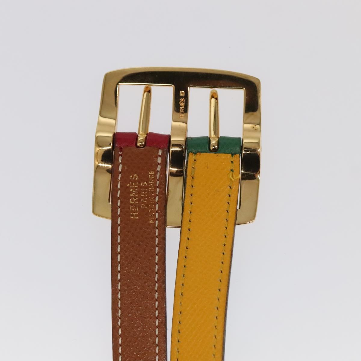 Hermes Double Hole Buckle Belt Metal And Leather Multicolour Leather Belts Accessory (Pre-Owned)